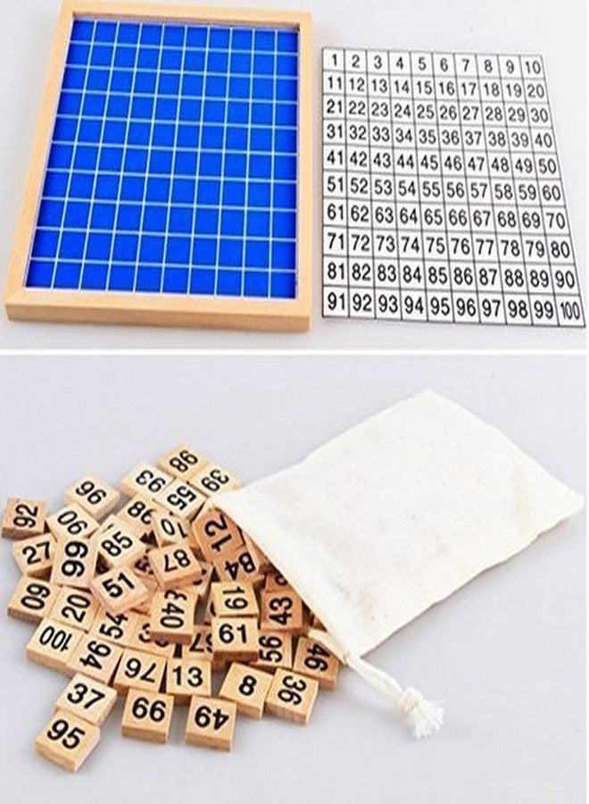 Fubeasi Z-Color Montessori Game Wooden Hundred Board Number Chart Number Grid Educational Game for Kids - Image 1